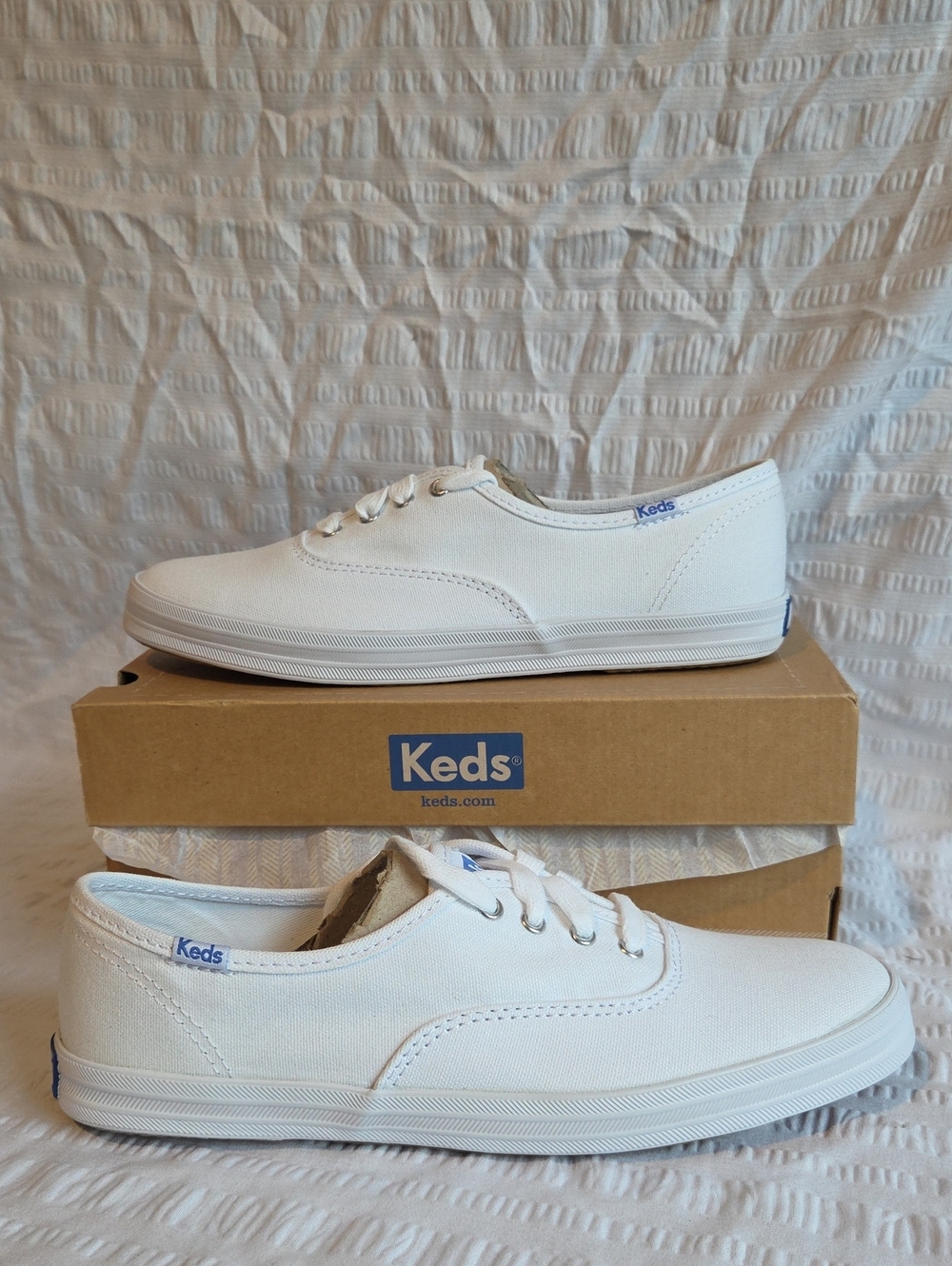 Keds White Canvas Kids Low-Top Sneakers